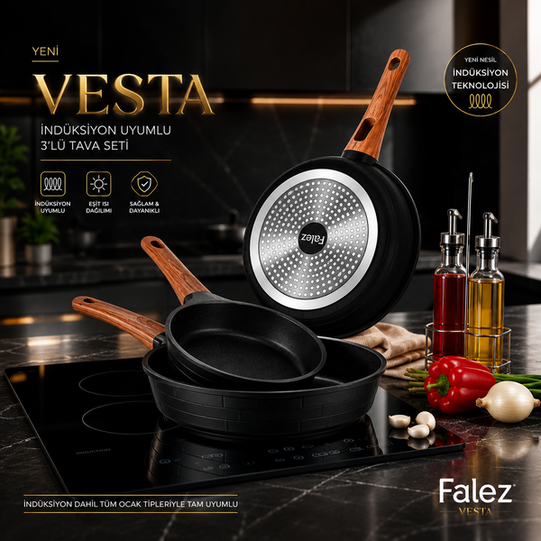 Falez Vesta İndüksiyon 3'lü Tava Seti