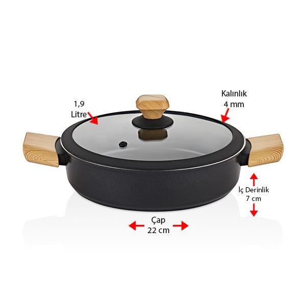 Auris 22 cm Granit Seramik Kaplama Karnıyarık Tencere