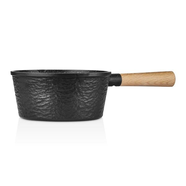 Black Line 18 cm Siyah Döküm Cam Kapaklı Sosluk Tava