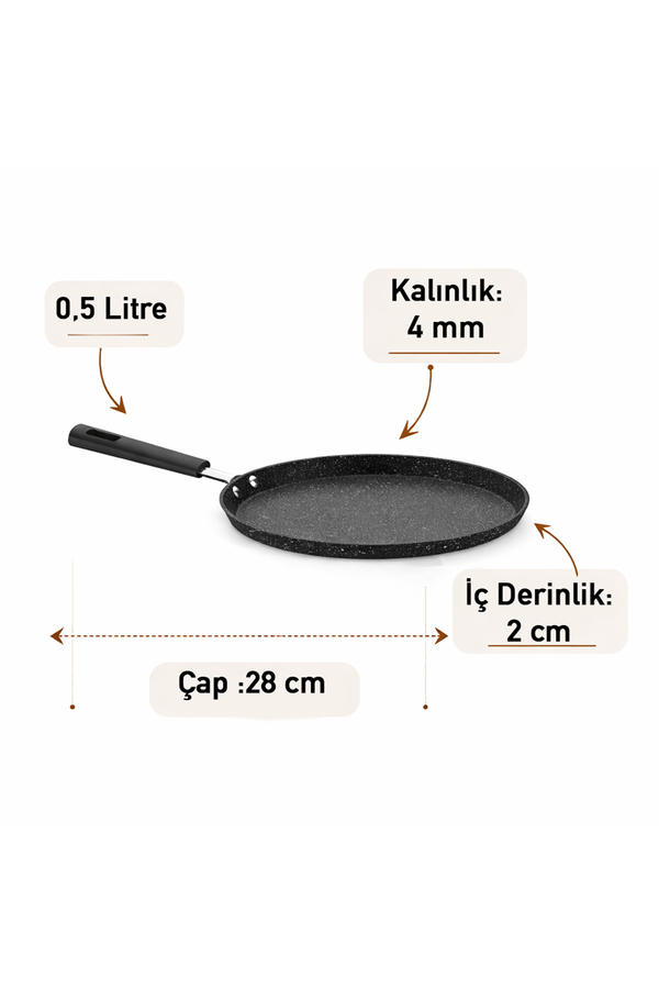 Black Line Granit 24 cm Krep Tavası