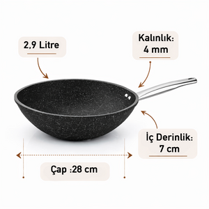 Black Line Granit 28 cm Wok Tava