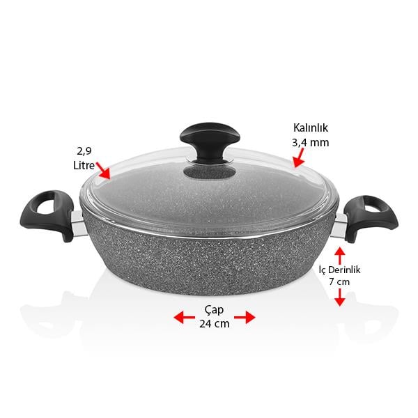 Cost 3 Parça Granit Tencere & Tava Seti - 24 cm Karnıyarık 24 cm Tava
