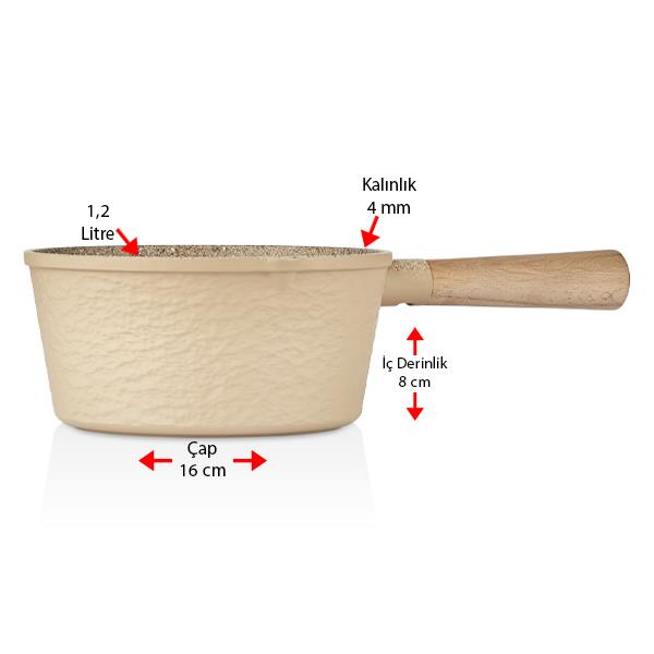 Creamy 18 cm Krem Döküm Cam Kapaklı Sosluk Tava