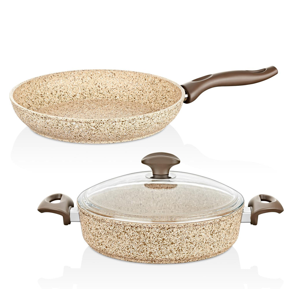 Creamy 3 Parça Granit Tencere & Tava Set - 26 cm Karnıyarık 26 cm Tava