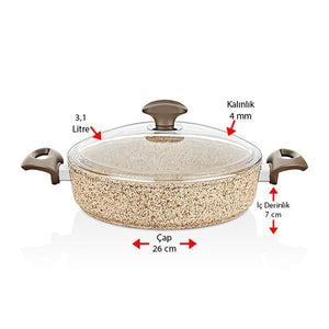 Creamy 3 Parça Granit Tencere & Tava Set - 26 cm Karnıyarık 26 cm Tava