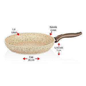 Creamy 7 Parça Granit Tencere Seti - 18-22 cm Derin 26 cm Karnıyarık 26 cm Tava