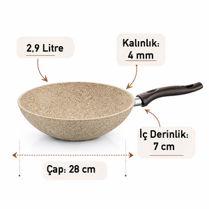 Creamy Granit 28 cm Wok Tava