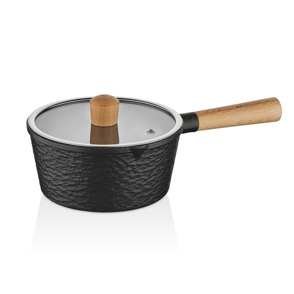 Black Line 16 cm Siyah Döküm Cam Kapaklı Sosluk Tava