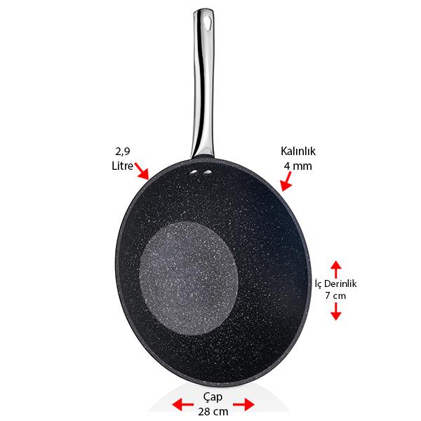 Black Line Granit 28 cm Wok Tava