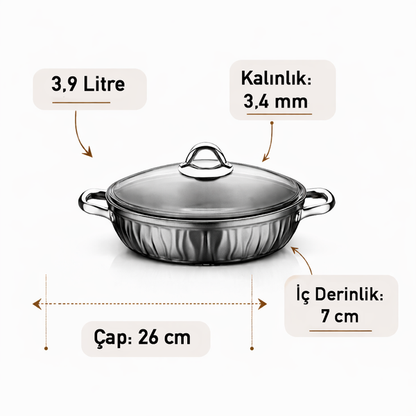 Markiz Granit 7 Parça Gri Tencere Seti