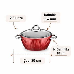 Markiz Granit 7 Parça Kırmızı Tencere Seti