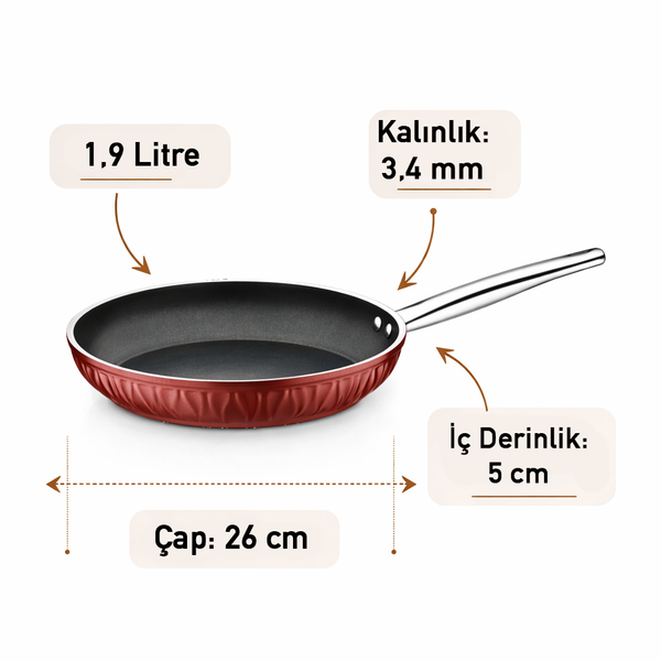 Markiz Granit 7 Parça Kırmızı Tencere Seti