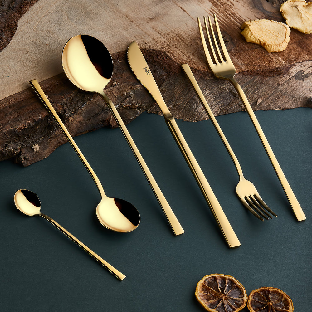 Mosi Gold 36 Parça Paslanmaz Çelik Çatal Kaşık Bıçak Takımı