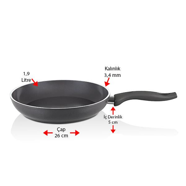 Serafit 3 Parça Granit Seramik Kaplama Tencere & Tava Seti - 26 cm Karnıyarık 26 cm Tava