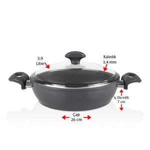 Serafit 3 Parça Granit Seramik Kaplama Tencere & Tava Seti - 26 cm Karnıyarık 26 cm Tava